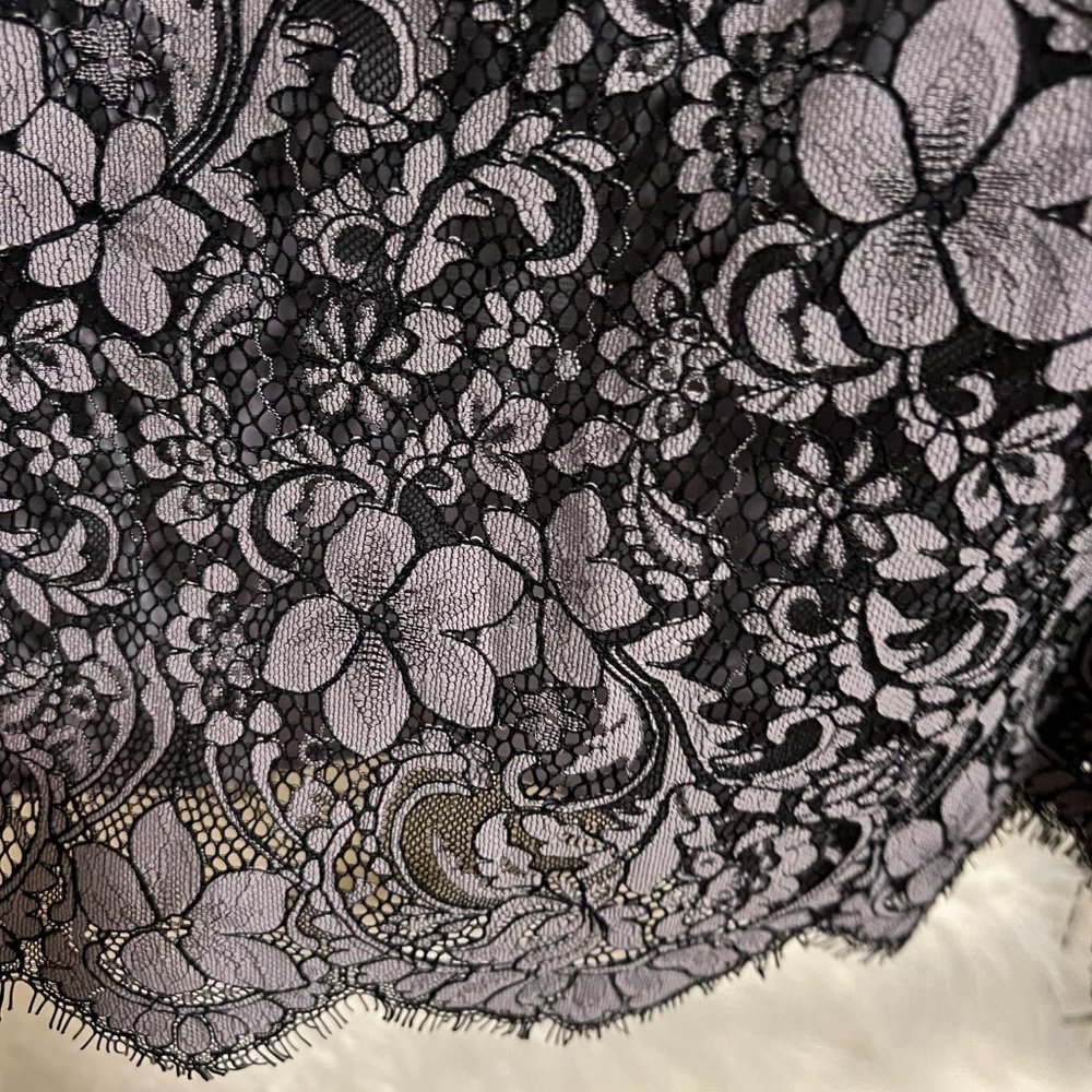 For Love and Lemons Theodora Bell Sleeve Mini Lace Dress Vintage Gray Small - Picture 7 of 11